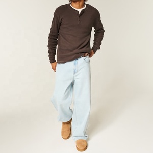 <span class=keywords><strong>T</strong></span>-<span class=keywords><strong>shirt</strong></span> Henley à manches longues en maille gaufrée pour hommes, personnalisé, vente en gros, décontracté, de haute qualité, pull de luxe pour hommes - Product Image 2