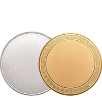 Fabrication sur mesure en gros de plaques métalliques de golf gravées au laser en alliage de cuivre, de zinc et de nickel plaqué argent, usinées CNC, 40mm, 50mm, 60mm