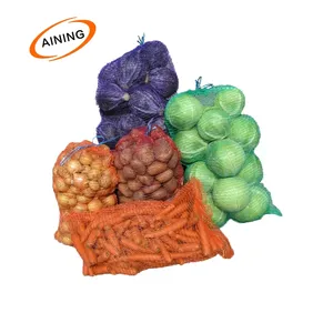 भारी शुल्क की मजबूत पैकिंग क्षमता फल और सब्जी 25 किलो 50 किलो प्याज आलू पीपी लेनो मेश नेट ड्रॉस्ट्रिंग बैग