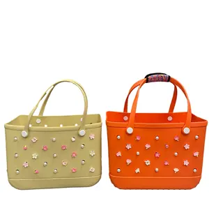 New Style Large Charms Decorate EVA Silicone Beach Fashion Box Bag Accessories For Handbag Tote With Large Capacity 2024