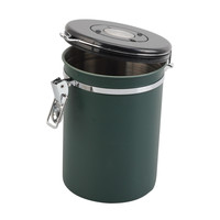 Boîte à café hermétique en acier inoxydable avec pot et cuillère en verre, suivi de la date et cuillère pour les accessoires de bar à café moulu