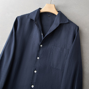 <span class=keywords><strong>Camicia</strong></span> da Uomo <span class=keywords><strong>con</strong></span> Colletto Rialzato in <span class=keywords><strong>Lino</strong></span> Ultra-Sottile, Maniche Lunghe, Resistente alle Pieghe, Traspirante, in Tessuto Ecologico per Primavera Autunno - Product Image 3