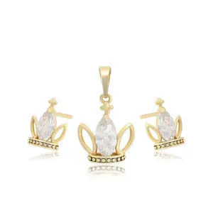 S00099248 xuping jewelry wholesale special offer elegant and exquisite luxury crown diamond jewellery set