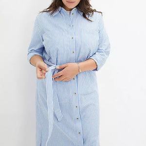 Robes chemises maxi amples à manches longues, imprimées à rayures, sur mesure, pour fabricants de vêtements - Product Image 4