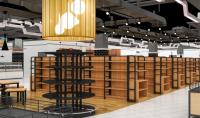Xinde vente en gros, présentoir en carton métallique MDF de supermarché, étagère de gondole de service léger, étagères de bibliothèque de détail