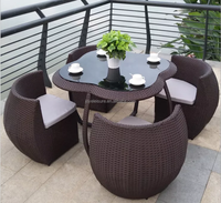 Ensemble de Table et Chaises d'Extérieur en Rotin Tressé Joye Leisure, Gain de Place, pour Patio, Jardin et Restaurant