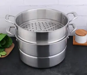 Cookware Sets Stainless Steel Steam Pot Steamer Pot Cooking And Steaming Dual-Purpose With Steel Lid