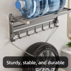 <span class=keywords><strong>Toallero</strong></span> Gris Metálico <span class=keywords><strong>sin</strong></span> Perforación, Soporte de Pared con Estante de Almacenamiento para Baño, Inodoro y <span class=keywords><strong>Ducha</strong></span> - Product Image 3