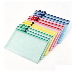 Sacs à fermeture éclair en maille PVC, pochettes transparentes imperméables en maille avec fermeture éclair pour les voyages, le bureau, l'école - Product Image 1