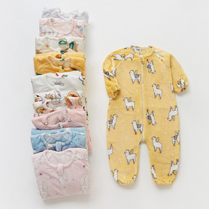 Combinaison unisexe en flanelle pour bébés et tout-petits, printemps, épaissie, une pièce, fermeture éclair, motif dessin animé, <span class=keywords><strong>polaire</strong></span> corail, <span class=keywords><strong>jambes</strong></span> séparées, anti-coup de pied - Product Image 1
