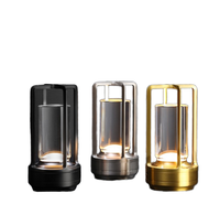 Lampe de table LED moderne, simple et luxueuse, en aluminium, rechargeable par USB, avec commande tactile, abat-jour en cristal, design portable sans fil, intensité réglable