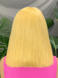 Peluca FH Corta y Lisa con Flequillo, Peluca de Cabello Humano con Frente de Encaje 13x3x4 - Product Image 3