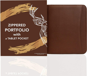 Classeur de portefeuille brun dossier d'affaires <span class=keywords><strong>CV</strong></span>/organisateur de document-Padfolio à glissière multifonctionnel, sac à documents en cuir - Product Image 3