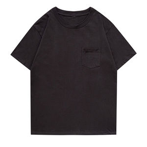 Camiseta cómoda de manga corta Hip Hop para hombre, bolsillo personalizado, Color sólido, de gran tamaño, transpirable, 100%, de punto de poliéster - Product Image 3