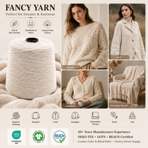 <span class=keywords><strong>Prix</strong></span> d'usine Fil fantaisie Blossom 1/6NM 3% <span class=keywords><strong>Laine</strong></span> 15% Coton 10% Acrylique 69% Polyester 3% Spandex Fil mélangé élastique pour le tricot - Product Image 4