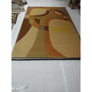 Tapis rectangulaire en laine acrylique à motifs floraux, fait main, écologique, style moderne, résistant aux taches, pour salon - Product Image 4