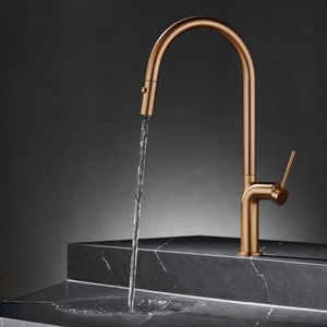 <span class=keywords><strong>Robinet</strong></span> extractible en laiton massif brossé doré durable avec douchette pour rénovation de cuisine intérieure, commande OEM en gros - Product Image 6
