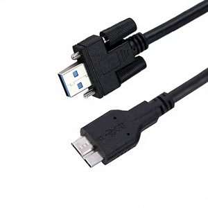 Lung Kay สายชาร์จไมโคร USB 1ม. 2ม. ความเร็วสูง5Gbps Micro B ไปยัง USB 3.0ตัวผู้ #4-40พร้อมสกรูล็อคสายเคเบิลข้อมูลอุตสาหกรรม - Product Image 1