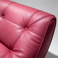 Chaise longue de sol rose unie en métal sans cadre, design ergonomique doux, housse amovible et lavable, chaise de loisirs moderne pour salon