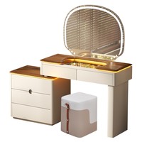 Table de toilette moderne de haute qualité à prix d'usine, avec éclairage intégré et plateau en verre, pour salon et chambre à coucher