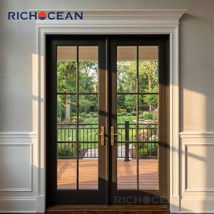 Porte d'entrée à triple vitrage RICHOCEAN, style français, avec grille en aluminium, pour maison et bureau - Product Image 1