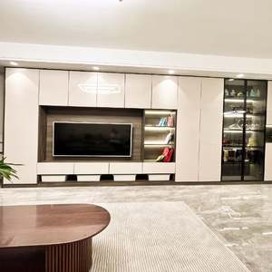 Modern LED Lacquer OSB <b>Display</b> <b>Cabinet</b> Foldable Wooden TV Stand <b>Wall</b> Unit for Living Room and Bedroom Home Furniture Design - Product Image 2