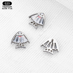 G23 <b>Titanium</b> Fish Shape Ear Cartilage <b>Studs</b> F136 5A Zircon Prong Setting Party Jewelry Replacement Heads - Product Image 2