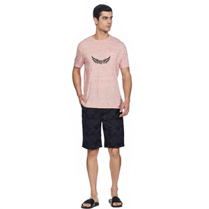 Camiseta de Manga Corta Rosa para Hombre con Logotipo, Corte Regular, Cuello Redondo, Informal, Transpirable, de Algodón - Product Image 1