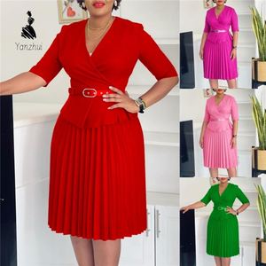 Robe de bureau élégante à la mode, col tailleur, double boutonnage, pour femmes, tenue de travail formelle - Product Image 2
