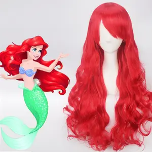 Cosplay WIG Little Mermaid WIG Princess Red Long Curly Wig Set Animation Style