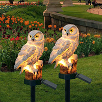Lampes solaires de jardin Lampes solaires décoratives d'extérieur en résine Hibou avec piquet pour jardin, pelouse, chemin et jardin Décorations de cour