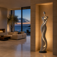 Sculptures en fibre de verre pour décoration de galerie d'art, sculpture abstraite de figure féminine en fibre de verre avec éclairage LED pour la décoration de la maison