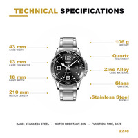 Jam Tangan Olahraga SKMEI 9278 untuk Pria, Kasual Bisnis, Tali Baja Anti Karat, Jam Tangan Kuarsa, Bezel Berputar, Tanggal, Tahan Air 30M, Hadiah
