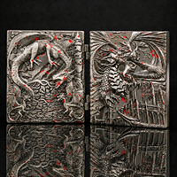 Dés à roulettes pliables en métal 7-en-1 Sliver Magic Book Dragon Spinner Relief pour Dungeons and Dragons