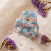 Mini pince à cheveux carrée en acétate de cellulose, style coréen, motif marbré, pour franges et cheveux latéraux pour femmes P1382