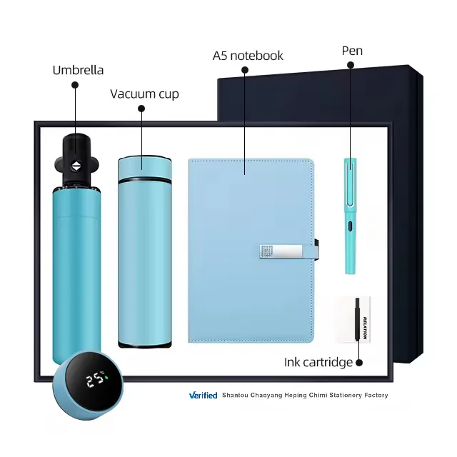 최고 순위 제품 2023 우산 + 플라스크 + A5 노트북 + 만년필 + 잉크 리필 전시회 선물 참신 선물