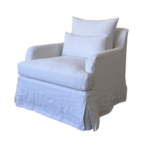 Poltrona in Lino Bianco con Base a Gonna, Personalizzabile, Sedia d'Accento per <span class=keywords><strong>Soggiorno</strong></span> - Product Image 5