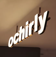 Enseigne de magasin 3D en acrylique personnalisée avec éclairage extérieur et lettres de logo sur le devant