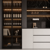 Buffet de salle à manger sur mesure, moderne et luxueux, avec vitrine à vin intégrée, casier à vin et éclairage LED pour la maison