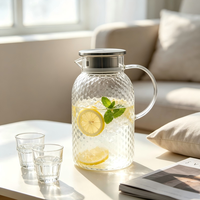 Grande carafe en verre texturé marteau avec couvercle filtrant, en verre borosilicate haute résistance, moderne, pour fêtes et maison, thé glacé et café infusé à froid