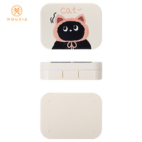 Étuis à lentilles imprimés chaton de dessin animé, boîtes en carton portables pour le voyage, assorties à une pochette en microfibre, accessoires pour lunettes