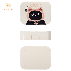 Étuis à lentilles imprimés chaton de dessin animé, boîtes en carton portables pour le voyage, assorties à une pochette en microfibre, accessoires pour lunettes - Product Image 3