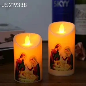 Grosir Set Lilin Natal 2 Buah Hadiah Lilin Led Kelahiran Api Menari Plastik