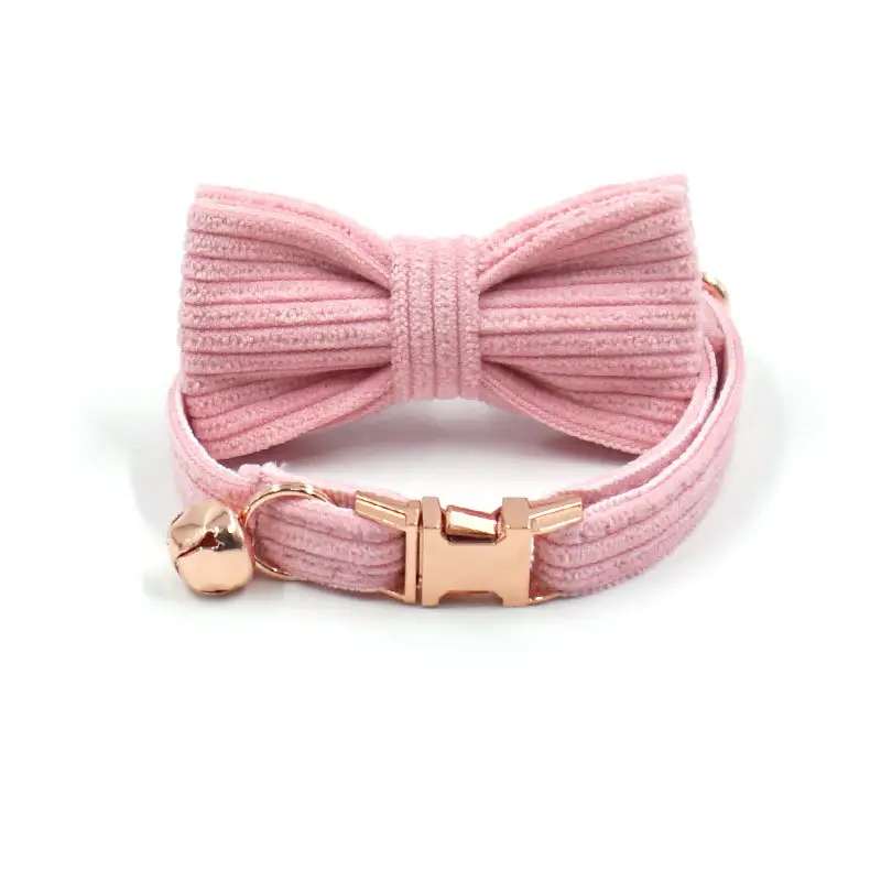 Wholesale Custom breakaway cat collar with metal buckle designer pink cat collar with bow tie and bell
