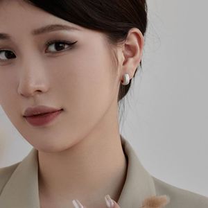 Dylam Trendy Design Fine Jewelry Women 925 Sterling <b>Silver</b> Hypoallergenic Matte Rhodium 18K Gold Jewelry <b>Hoop</b> Earrings - Product Image 3