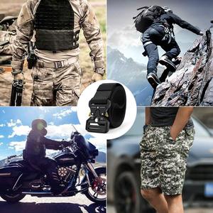 حزام رجالي أسود أنيق من النايلون بتصميم مموه مخصص، حزام تكتيكي للأنشطة الخارجية والتخييم والرياضة، مع مشبك من سبيكة متينة بتقنية النقل الحراري - Product Image 5