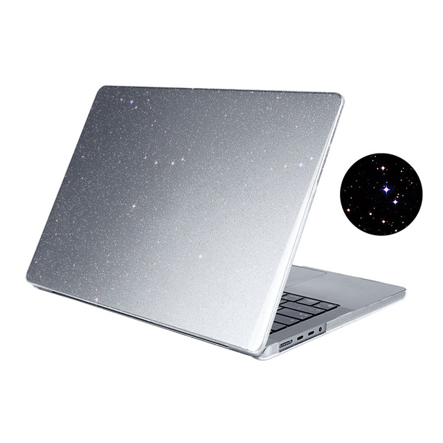 Wholesale Slim Non-Slip Hard Shell Laptop Cases & Tablet Case Cover for MacBook Pro with Star Particle Design Transparent PC