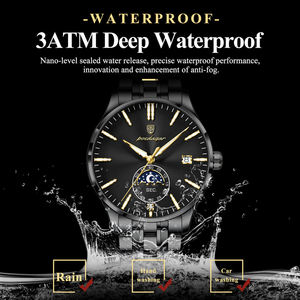 Reloj de Pulsera Poedagar 854 de Acero Inoxidable con Fase Lunar, Reloj para Hombre, Calendario, Resistente al Agua, Reloj de Negocios para Hombre - Product Image 5