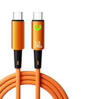 Kabel Data Pengisian Cepat LED Cerdas 240W USB C dengan Fitur Mati Otomatis dan Jalinan Nilon