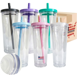 Vaso Térmico Personalizado con Logotipo, Acrílico Transparente de 24 oz, Aislamiento Térmico de 6 Horas, Tipo Globo de Nieve, Doble Pared, con Pajita, Ecológico - Product Image 1